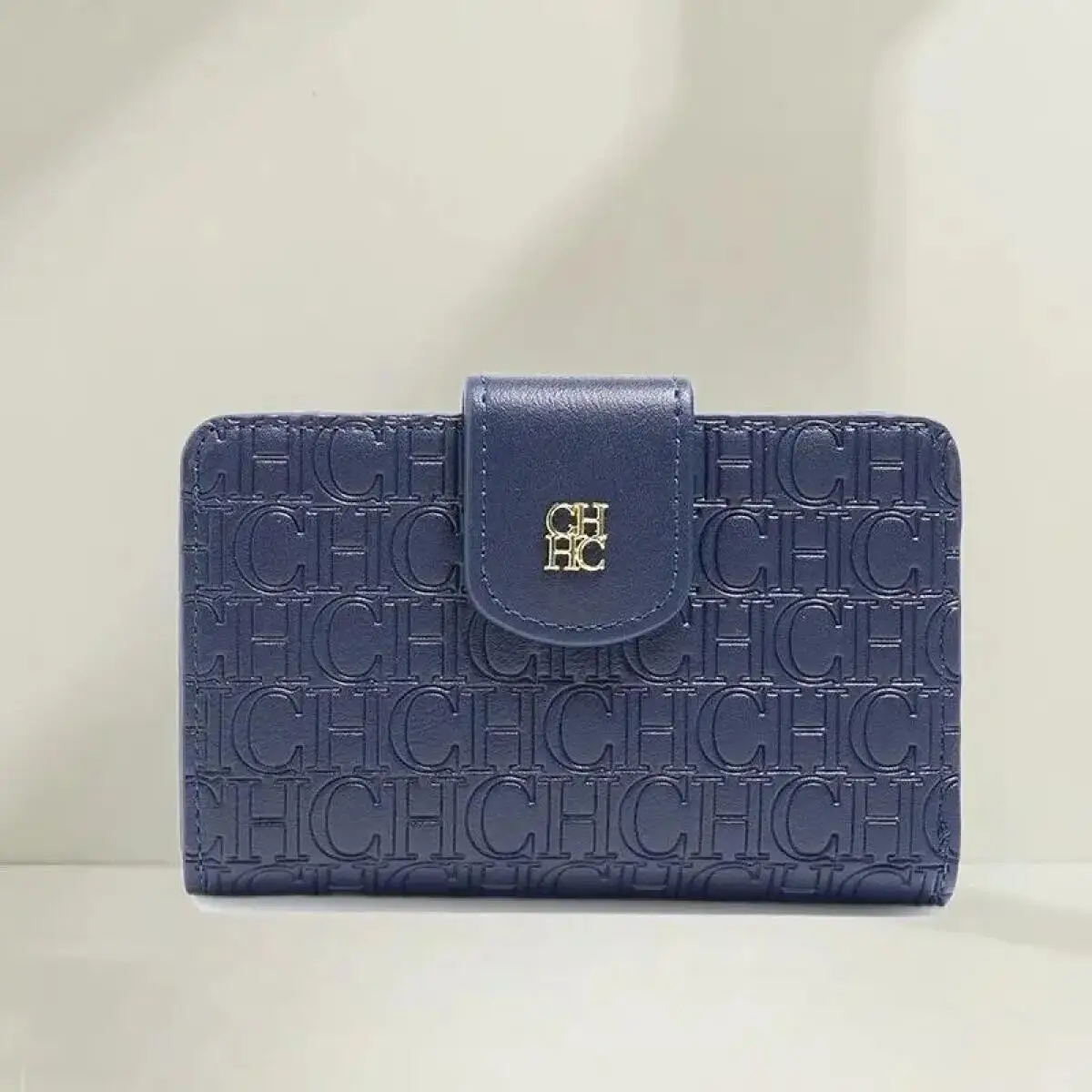 

Blue Wallet Solid Color Luxury Brand Letter Print Style Women's Card Holder Sophisticated Simple Women's Stylish Short Wallet