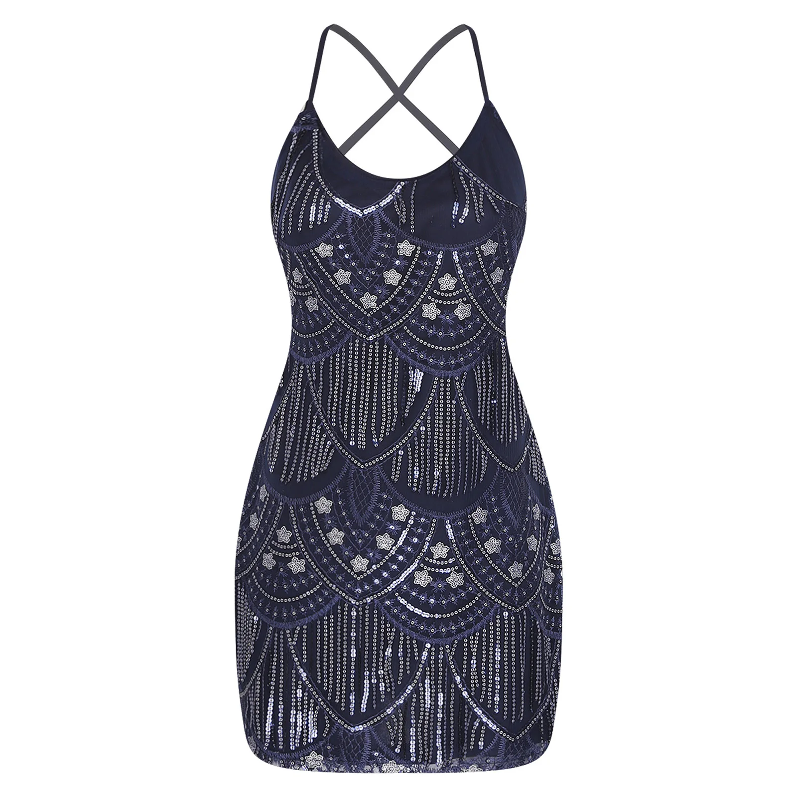 Women Fringed Latin Dance Dress Sequine Embroidery Mini Dress Shiny Tassel Backless Bodycon Dress Tango Cha-Cha Salsa Costume