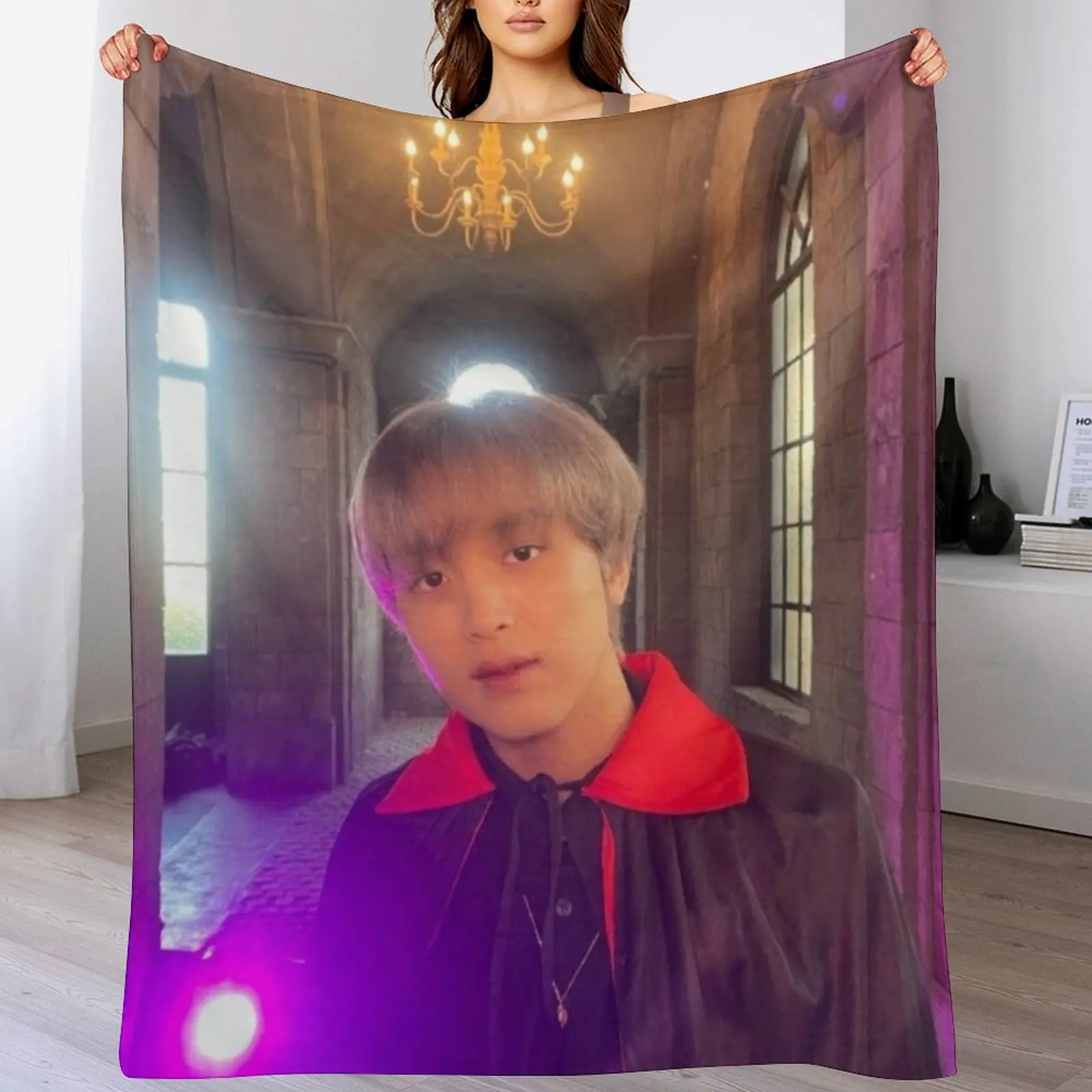

vampire haechan Throw Blanket Soft Plush Plaid Thin Cute Plaid Sofas Blankets