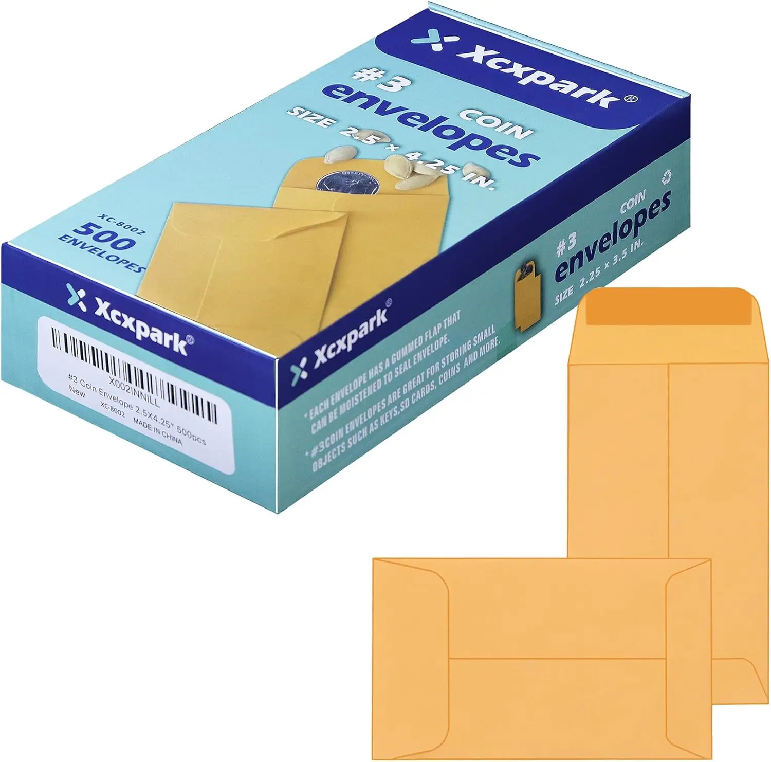 

500 Pcs #3 Coin Envelopes 2-1/2x4-1/4 Kraft with Self Adhesive Flap for Coins Cash Credit Cards Seeds