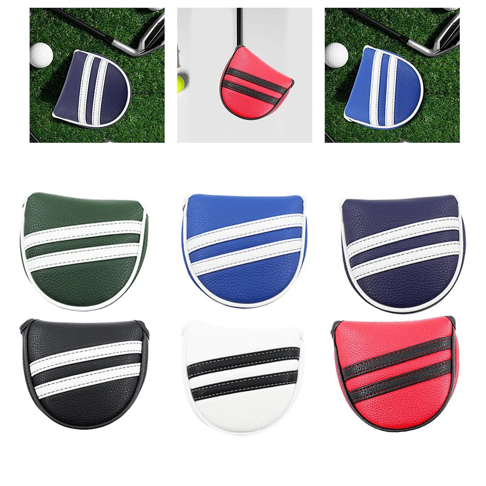 

Golf Mallet Putter Cover PU Leather Headcover Lightweight Protective Sleeve Golf Accessories for Outdoor Sports