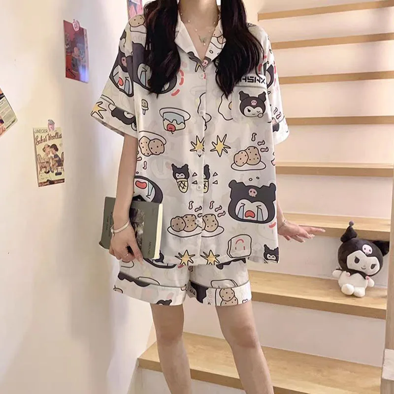 Новинка Miniso Sanrio Kuromi почтовый Hello Kitty пижамы женские летние хлопковые шорты с коротким рукавом домашние удобные мягкие Подарки для девочек