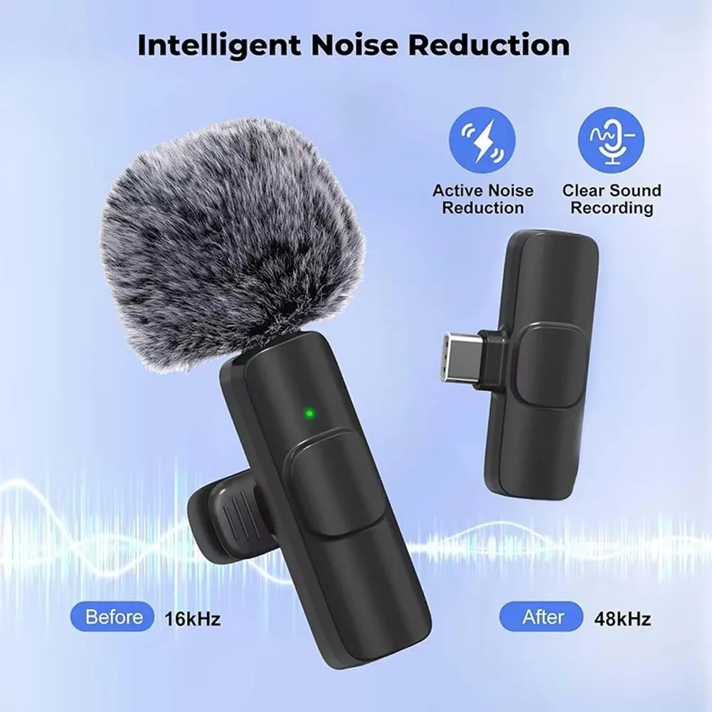 Wireless Lavalier Microphone 1 to 2 with 20m Range Noise Cancellation USB C Clip On Mic for iPhone 15 16 17 Vlog Recording view 2