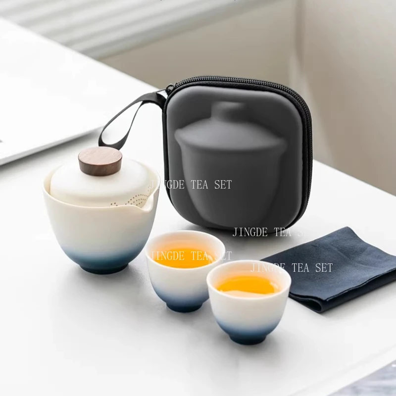 Water Drop Shaped Quick Cup 1 Pot 2 Cups Travel Teaware Custom Teapot and Cup Set Portable Beauty Tea Set with Storage Box