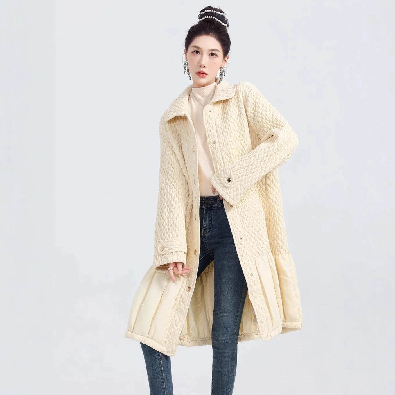 

Miyake Folds 2025 New Cotton Clothing Women's Autumn and Winter Jacket Fashionable Large Size Women's Wear Versatile Coat