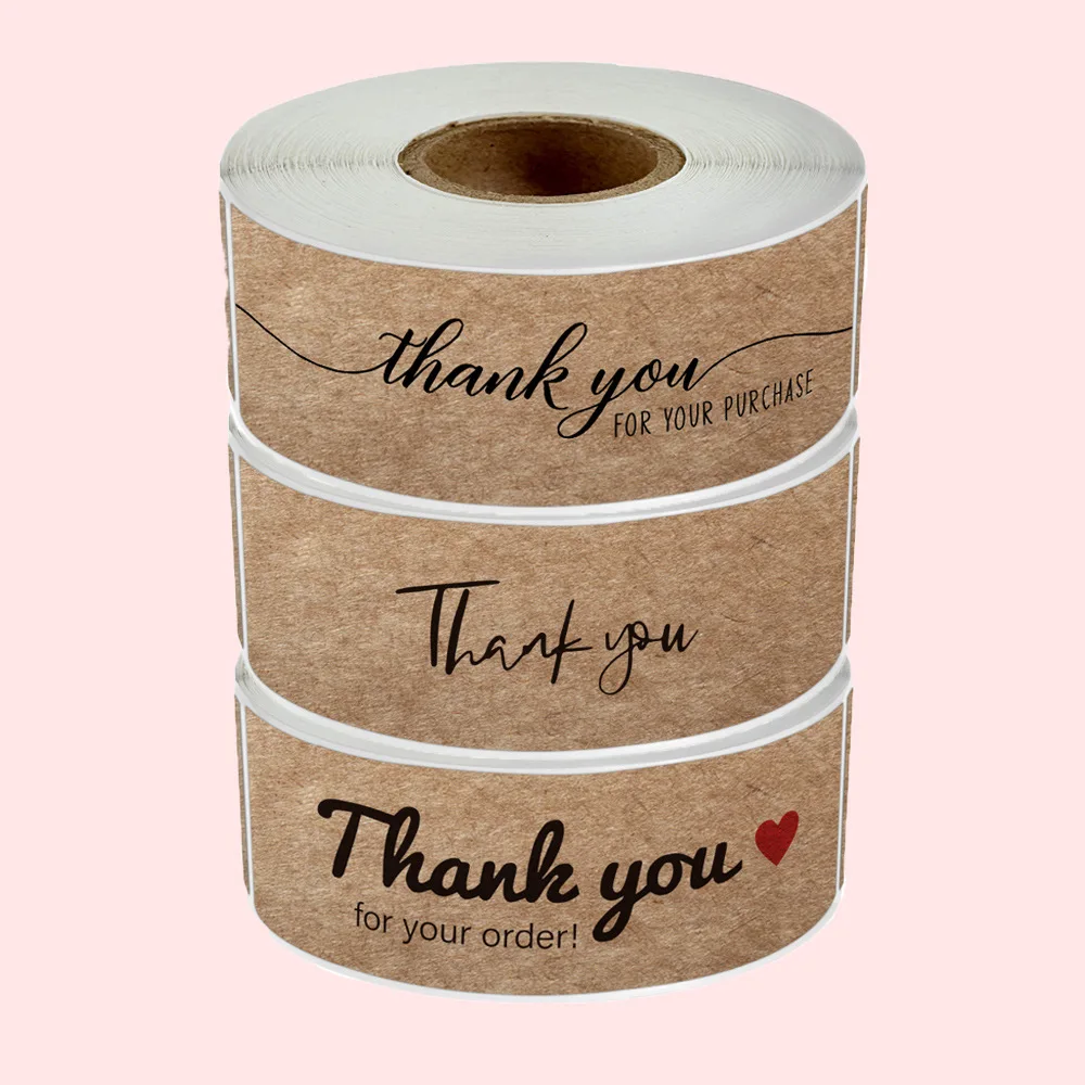 120pcs Thank You for Your Order Stickers Kraft Paper Sealing Stickers Rectangular Stickers for Shop Bakery Thank Customers Gifts