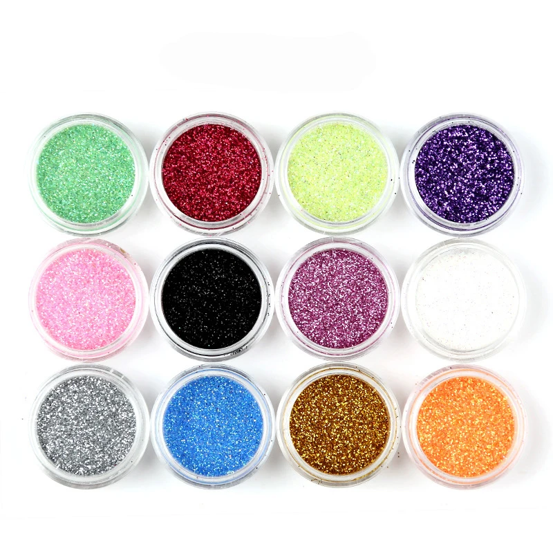 12pcs/Set Laser Nail Glitter Peacock Holographic Mirror Powder Laser Dust Nail Art Chrome Pigment Crystal Powder DIY Decorations