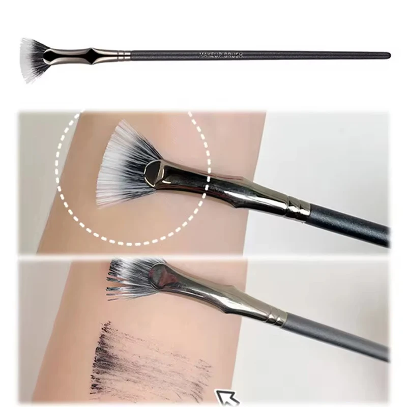 Mascara Fan Brush Scalloped Lash Brush Soft Bristles Foldable Eyelash Brush Folding Angle Eyelash Eyebrow Brush For Makeup Tool