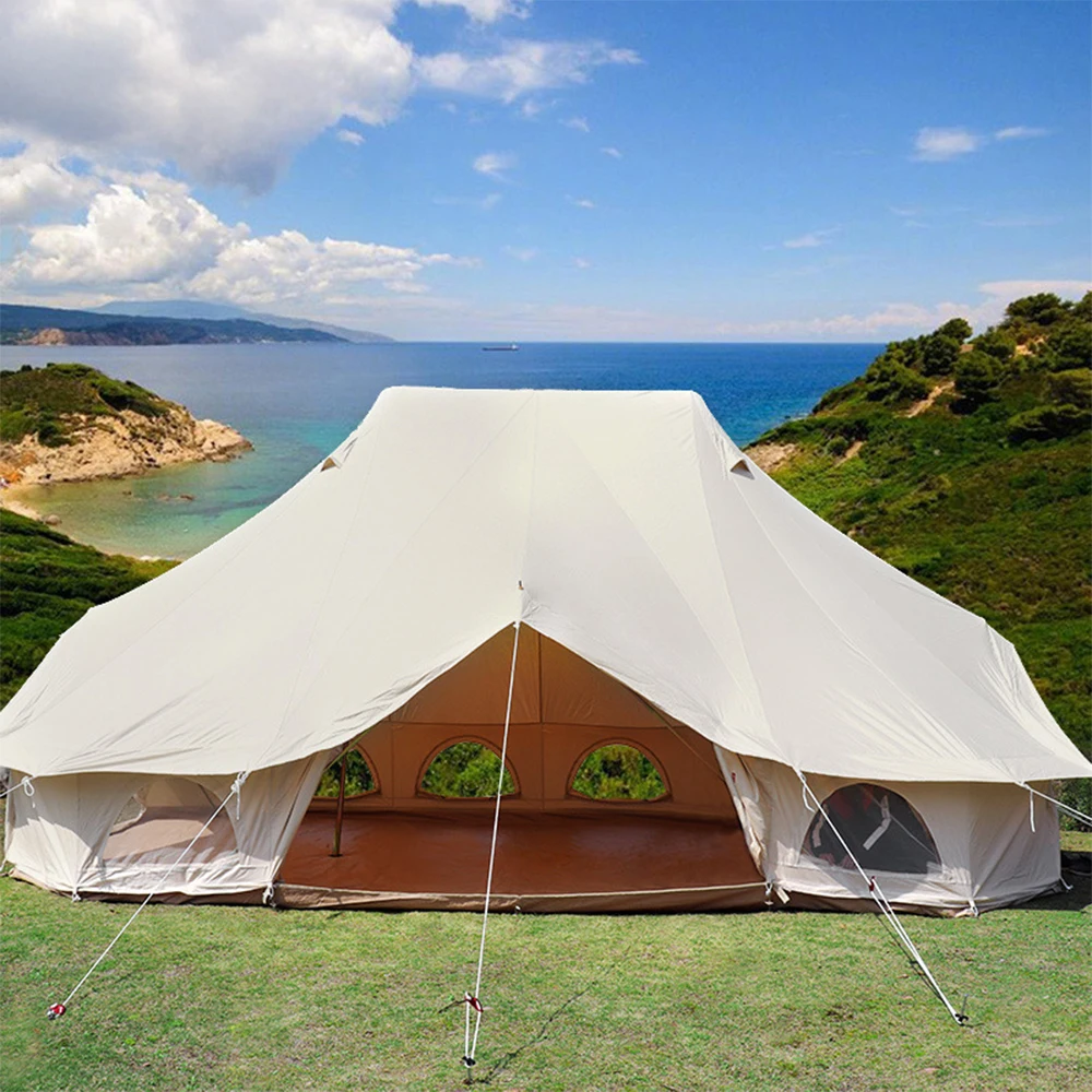 Luxury Waterproof Canvas Bell Tent Outdoor Glamping Group Camping Shelter Resort Hotel Beach Mountain Custom Lodge Accommodation