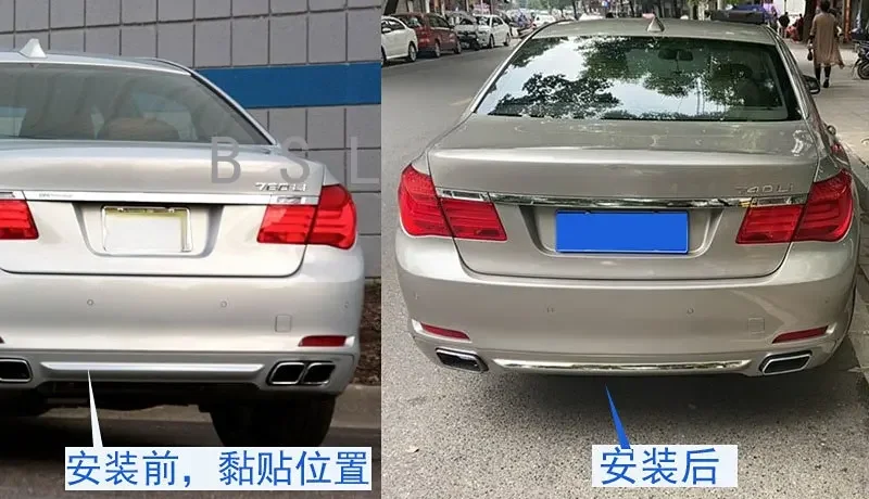 For BMW 7 Series F01 F02 2009-2015 Stainless Car Rear Bumper bottom cover trim Moulding Car Bumper Rear Lip Refit Decorate