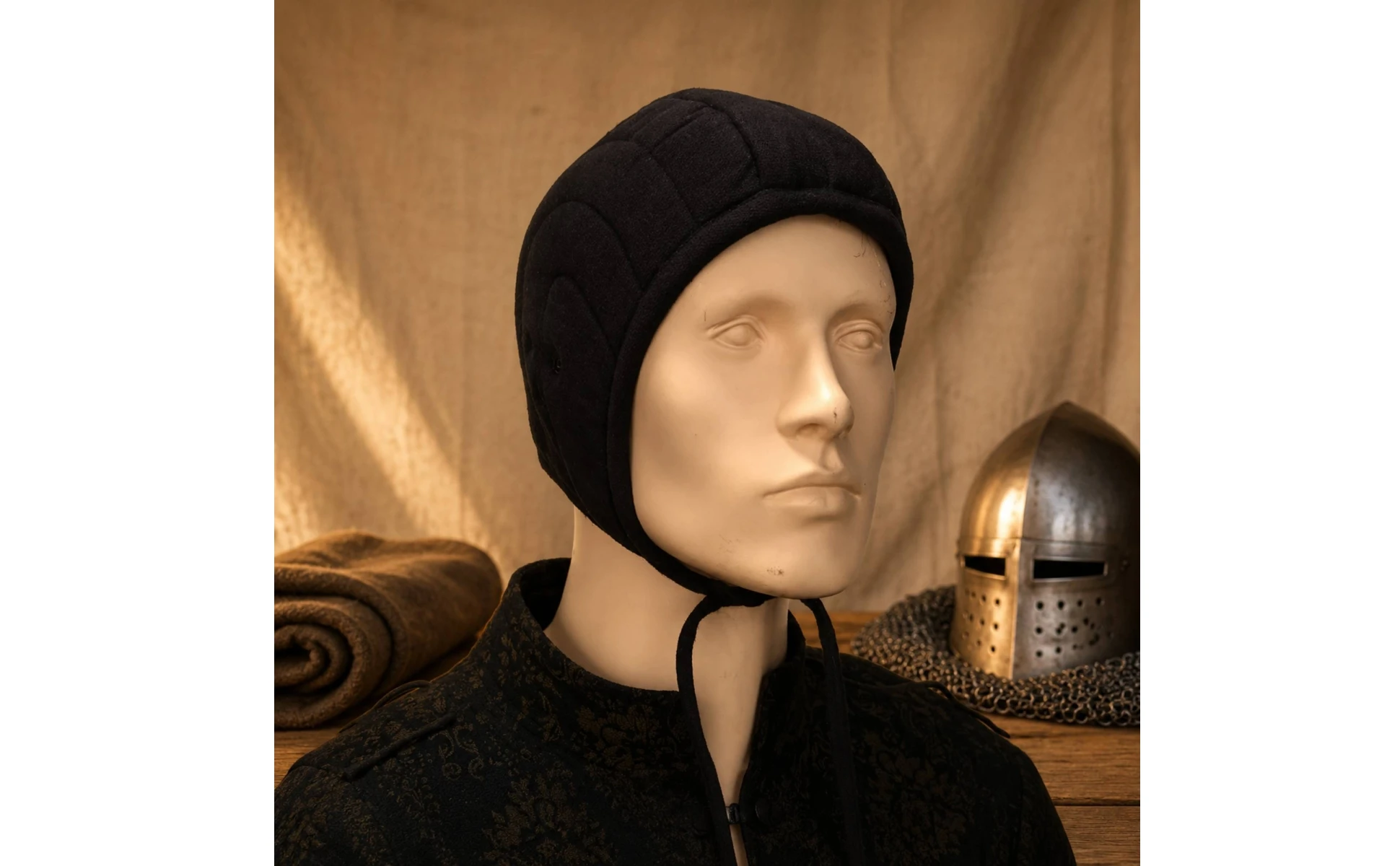 Arming Cap Comfortable Fit Padded Helmet Liner Quilted Linen Cap Breathable Medieval Coif Historically Precise for LARP Players