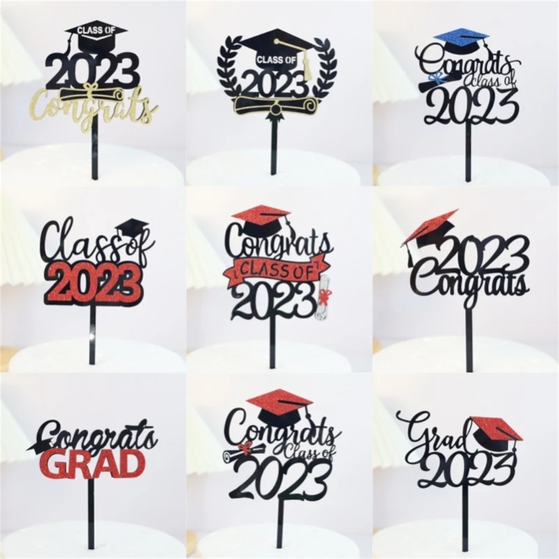 Abschlussfeier Dekoration 2023 Bachelor-Cap Cake Congrast-Grad Cupcake Toppers für College Celebrate-Grade Party