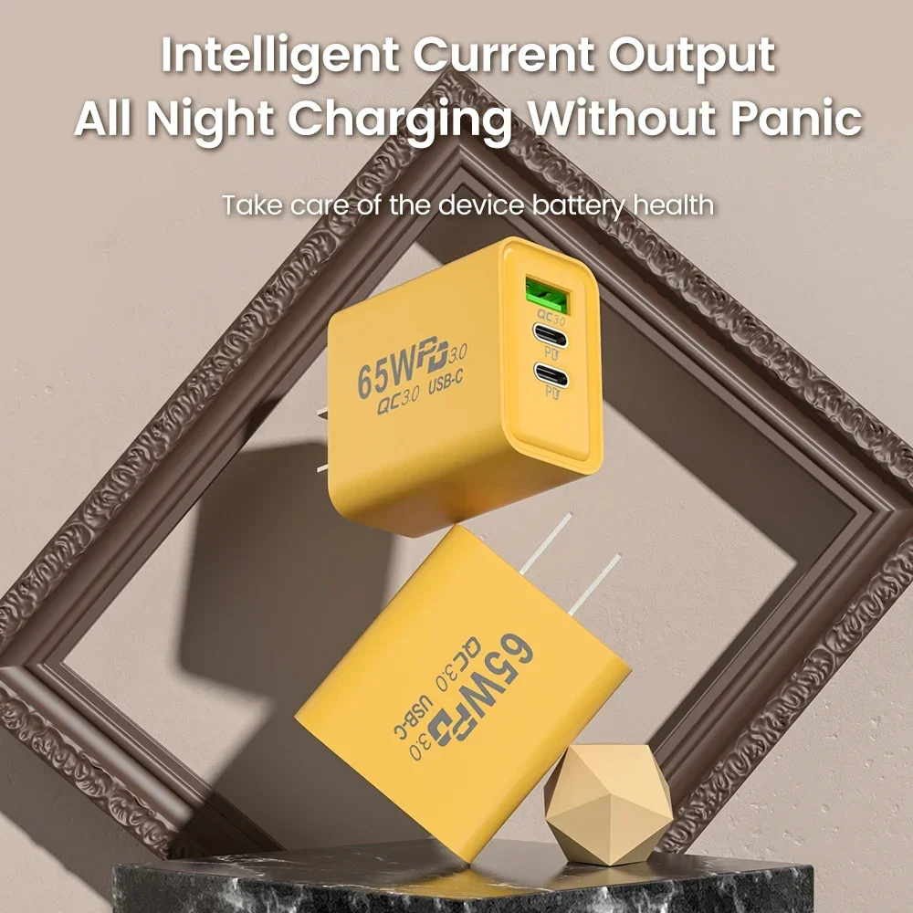 PD 65W USB C Charger 3 Ports Fast Charging Type C Charger Phone Adapter for Iphone 15 14 13 12 Xiaomi Huawei Samsung Redmi - náhled 4