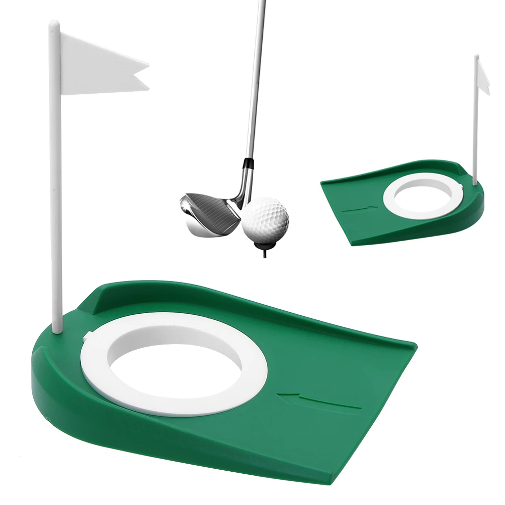 Indoor/outdoor plastic putting practice aid with adjustable hole and white flag Indoor putting cup Putting cup