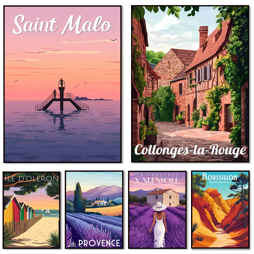Seychelles, Roussillon - Ochre Trail, Chablis, Plouhanel, Auterousse, Ile d'Oleron, Collonge-la-Rouge, Poit Marsh travel poster