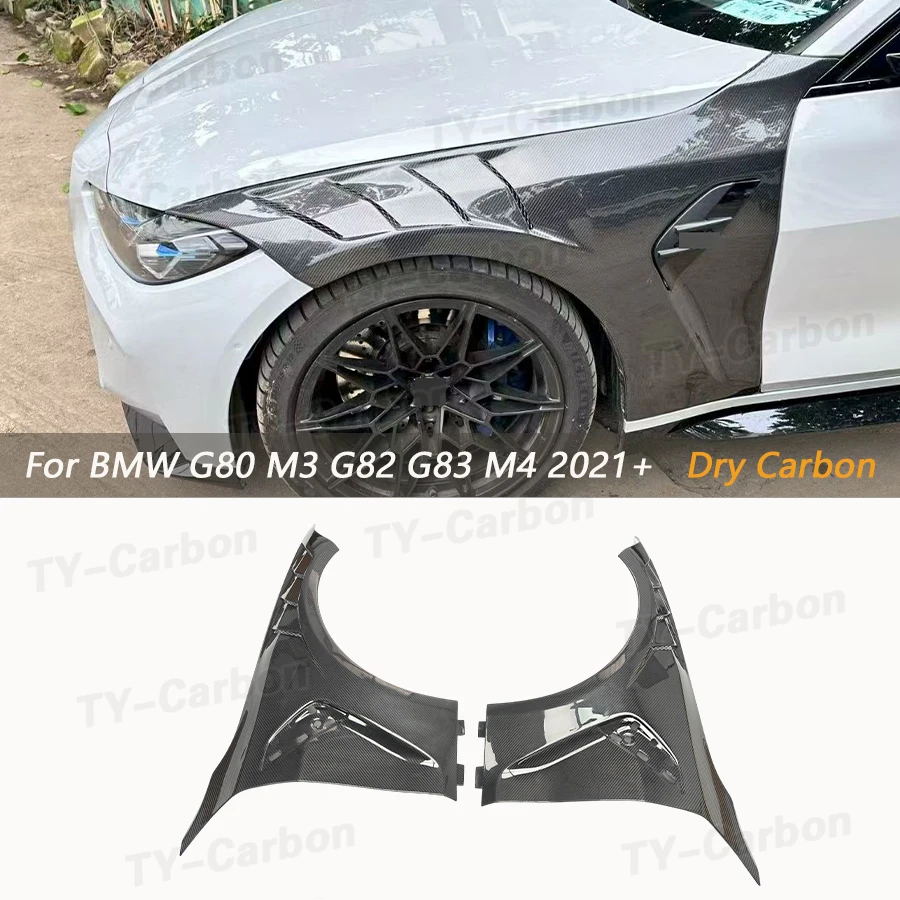 Echte Carbon-Faser Auto-Frontstoßstange Seitenkotflügel für BMW G80 G81 M3 G82 G83 M4 2021+ Fin-Splitter Spoiler A-Stil Karosserie-Kits FRP