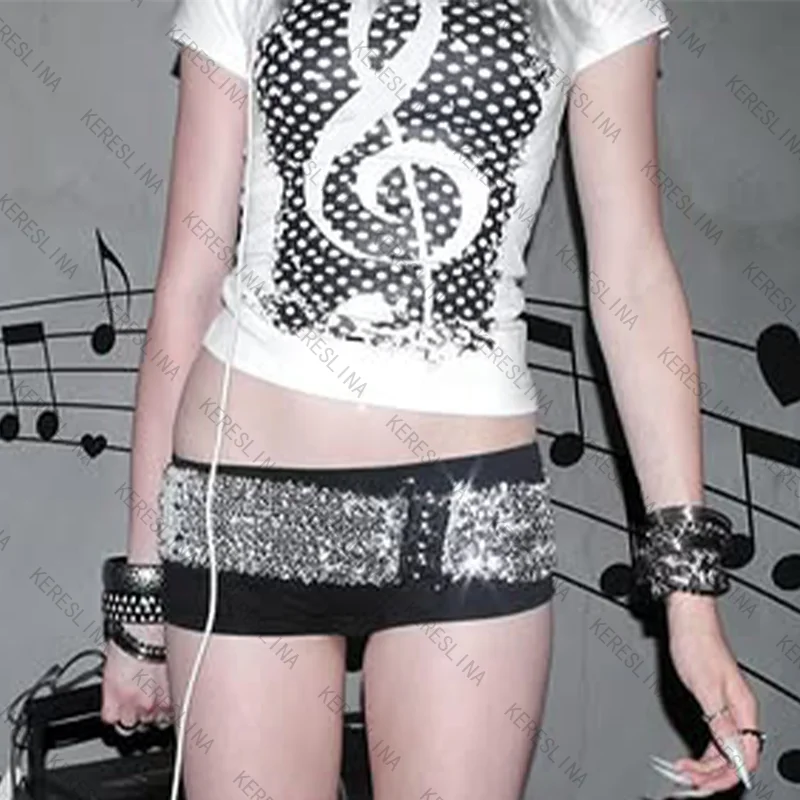 Camiseta para mujer Y2K, Crop Top Harajuku, elegante, estético, Musical, estampado gráfico, Retro, estilo Hip Hop Rock, verano, Casual, para bebé