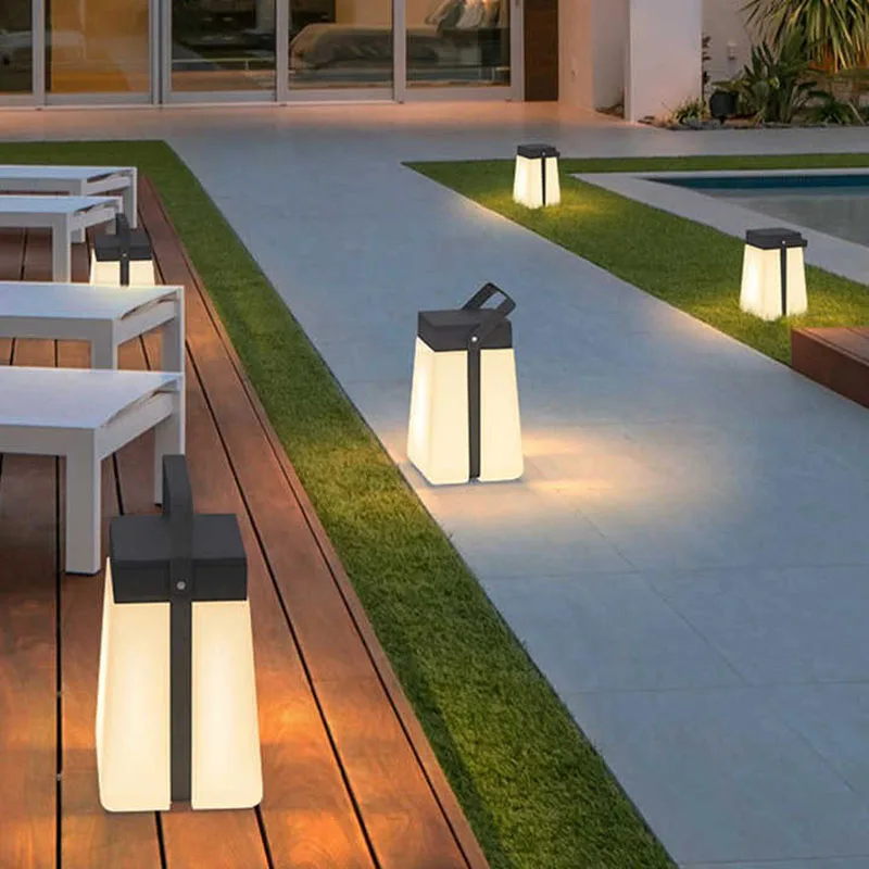 Portable Cordless Outdoor Carrying Lamp Table Lamp Waterproof Handle Solar Garden Camping Flower