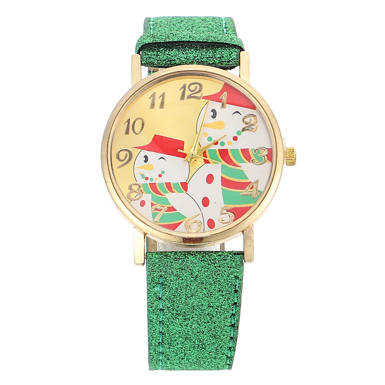 1 reloj navideño para niños con patrón de muñeco de nieve, reloj de pulsera encantador para niños, correa ajustable, regalo de aprendizaje de tiempo de Color brillante para niños