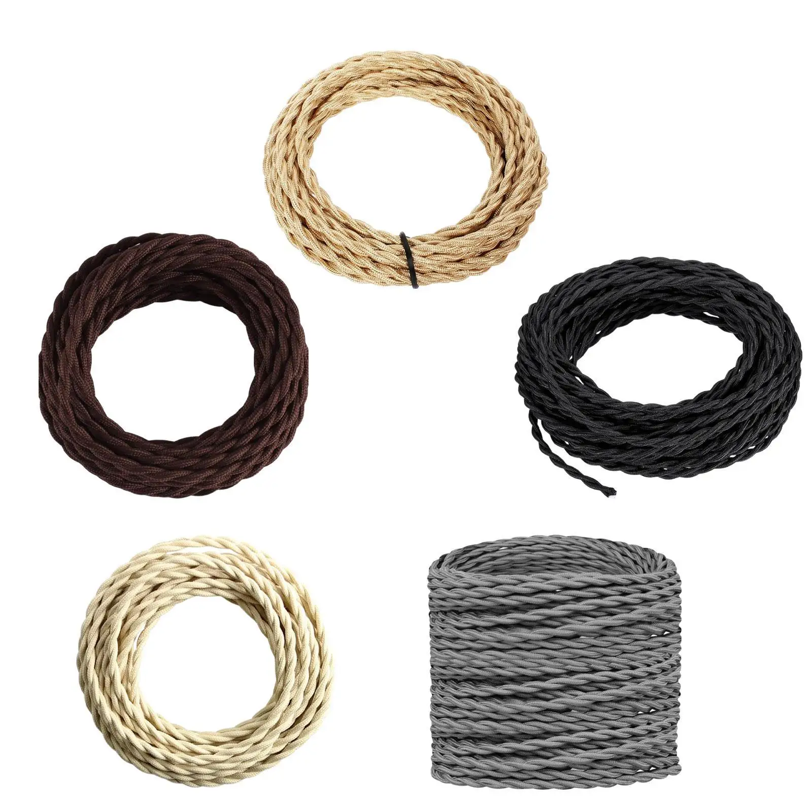 Twisted Rope Light Wire 10M Copper Twisted Pendant Light Cord Braided Lamp Wire Braided Nylon Electrical Wire DIY Projects