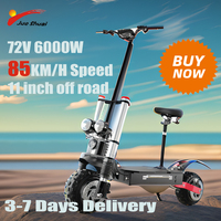 11Inch 72V 6000W Dual Motor Electric Scooter 85KM/H 100KM Long Range Off Road Electric Kick Scooter for adult Foldable with Seat