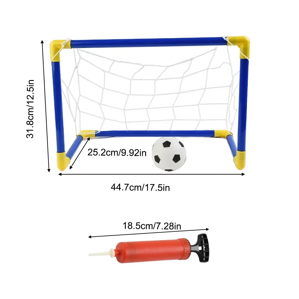 1set Indoor Mini Folding Soccer Goal Post Net Set + Pump Home Game 447 X 250 X 323 Mm Can Be Used Both Indoors And Outdoors