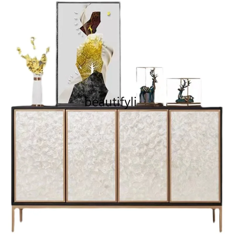 

Entrance Cabinet Affordable Luxury Style Shoe Cabinet Solid Wood Sideboard Entrance Foyer Partition Curio Cabinet Modern