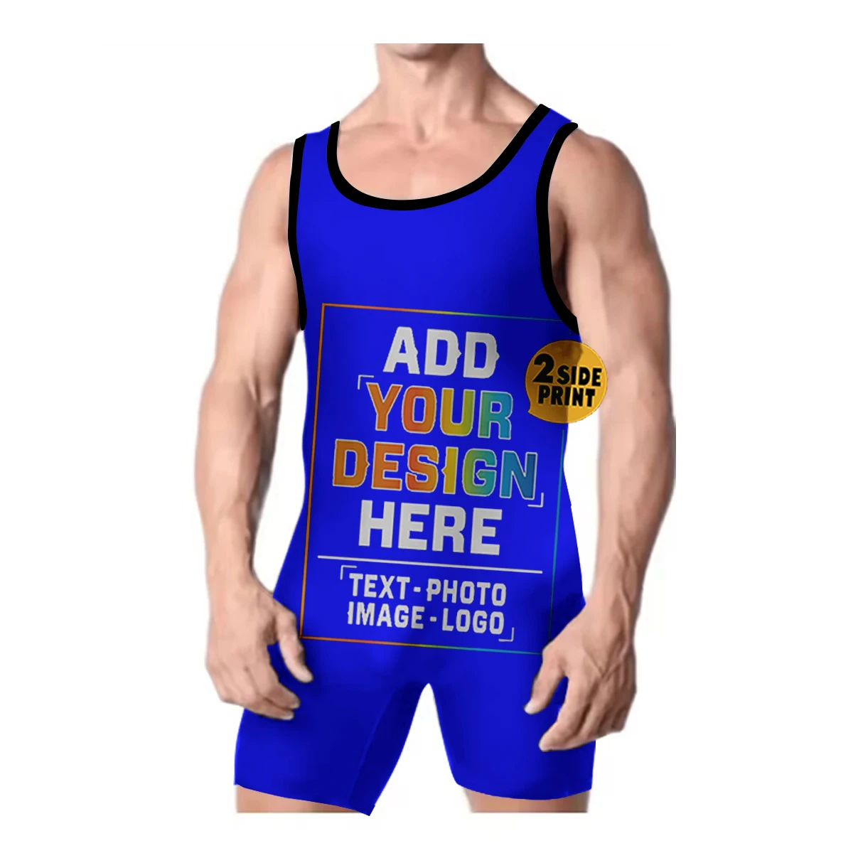 Customize men's wrestling singles sleeveless boxing jumpsuit, triathlon weightlifting suit, add your logo and pictures