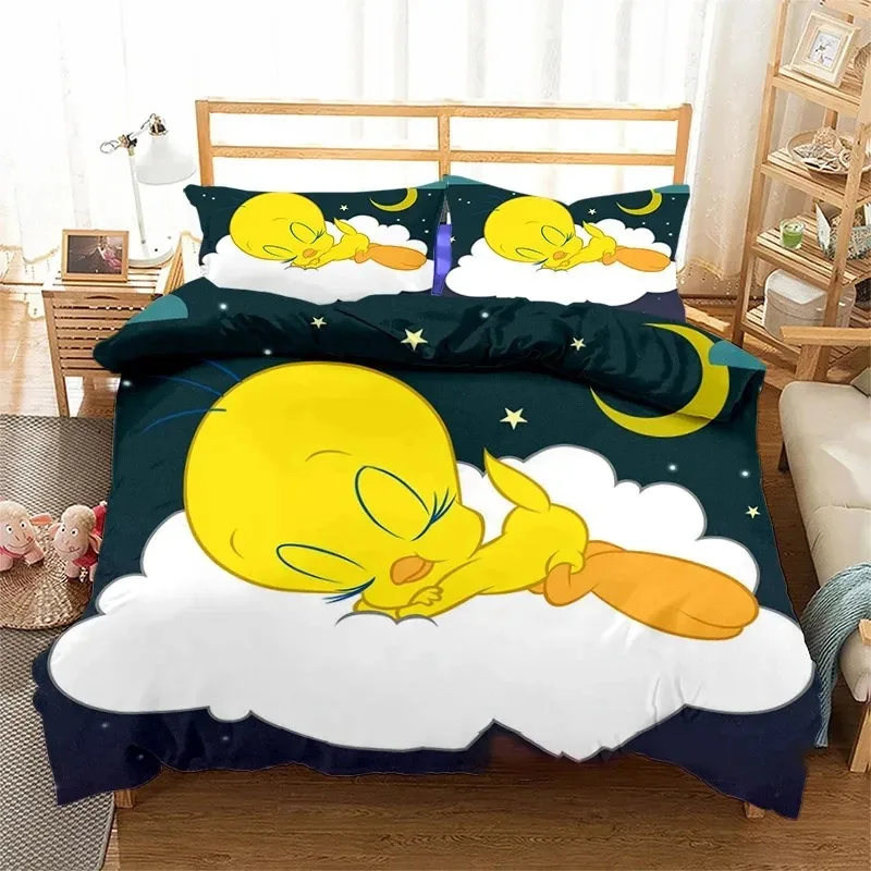 3D Printed Tweetys Bird Bedding Set Duvet Cover Bed Set Quilt Cover Pillowcase Comforter king Queen Size Boys Adult Bedding Set