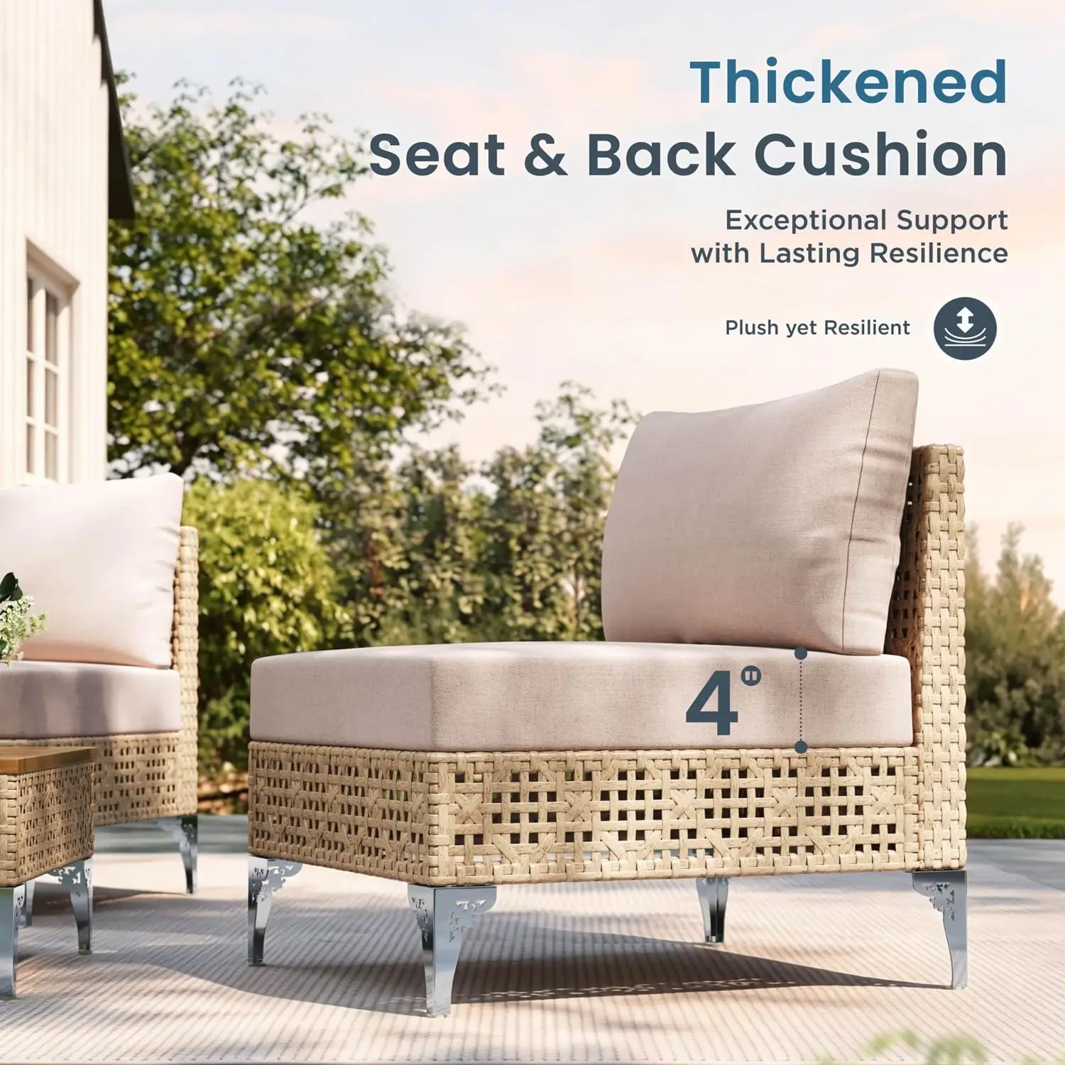 Wicker Patio Furniture Set 6 Seats Silver Finish Foot, Customized
