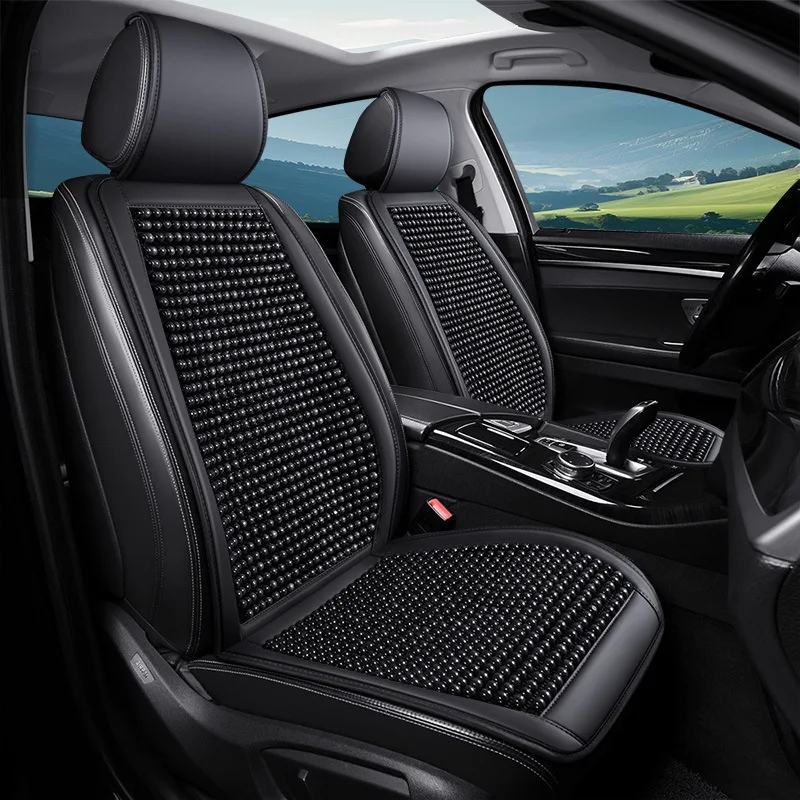 wooden-bead-leather-car-seat-cushion-breathable-summer-cooling-car-seat-cover-pad-protector-universal-interior-accessories