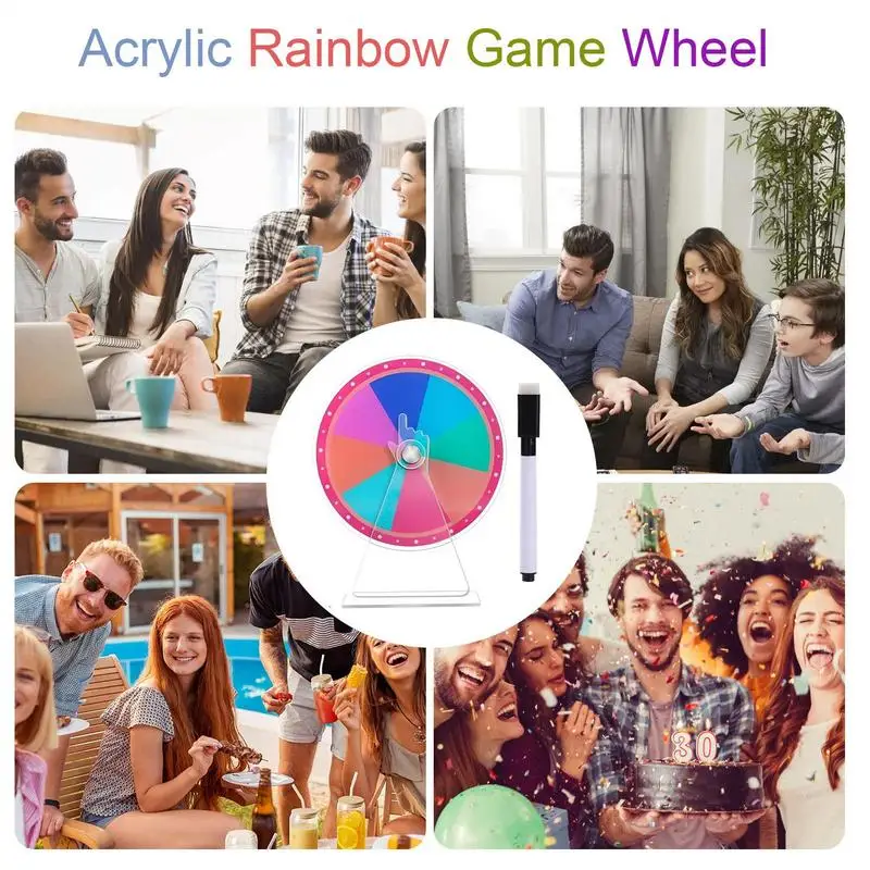 Ruleta De Premios Giratoria De 12 Ranuras – Tablero Acrílico Borrable Con Soporte Y Ventosas, Ideal Para Ferias, Fiestas, Pubs Y Sorteos, Tamaño 15 X 20 Cm