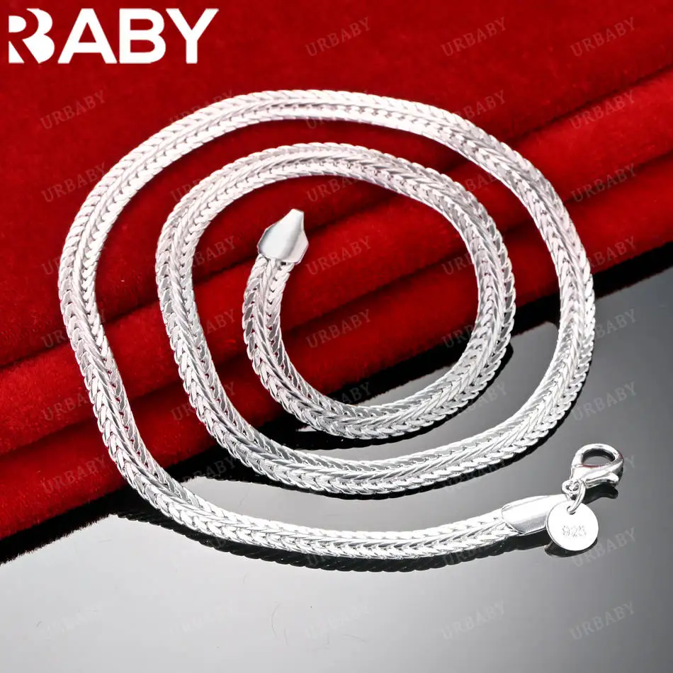 

URBABY 925 Sterling Silver 50&60cm 6mm Dense Chain Necklace For Women Man Charm Trend Birthday Gifts Fashion Party