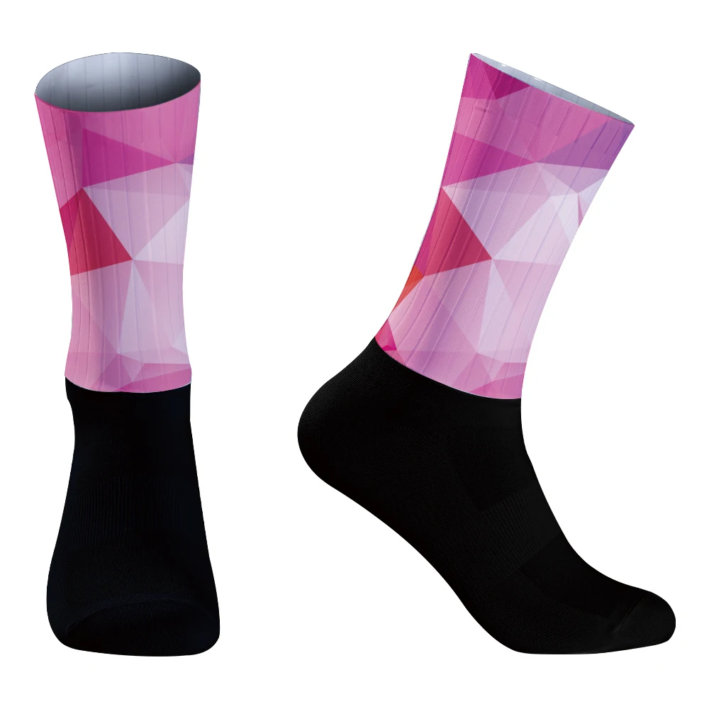 Chaussettes de cyclisme en silicone pour hommes, chaussettes aérodynamiques, chaussettes de sport de vélo, chaussettes de course, nouveau, 2024