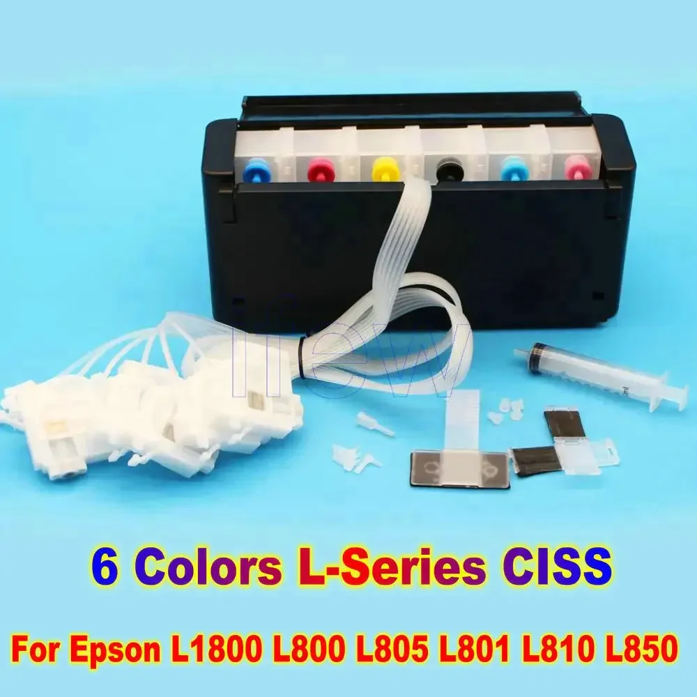 L1800 L800 6 Colors CISS Ink Tank System External Cartridge For Epson L1800 L805 L800 L801 L810 L850 Printer CISS Ink Supply Kit