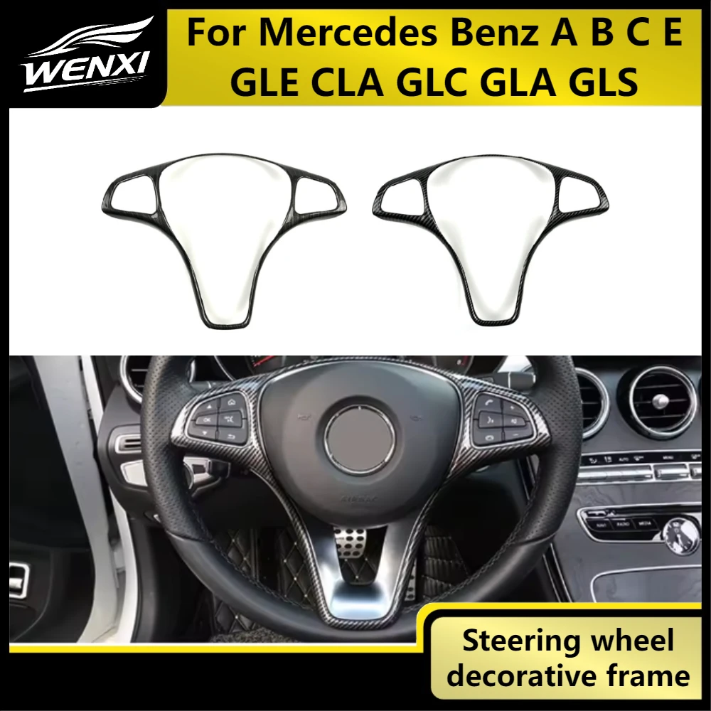 

Car Interior Trim For Mercedes Benz A B C E GLE CLA GLC GLA GLS Class Steering Wheel Frame Cover Decoration ABS Anti UV Proof