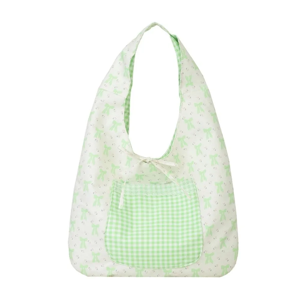 

Sweet Double-sided Shoulder Bag Korean Style Contrast Color Women Bow Printed Handbag Lightweight Versatile Tote Bag Storage