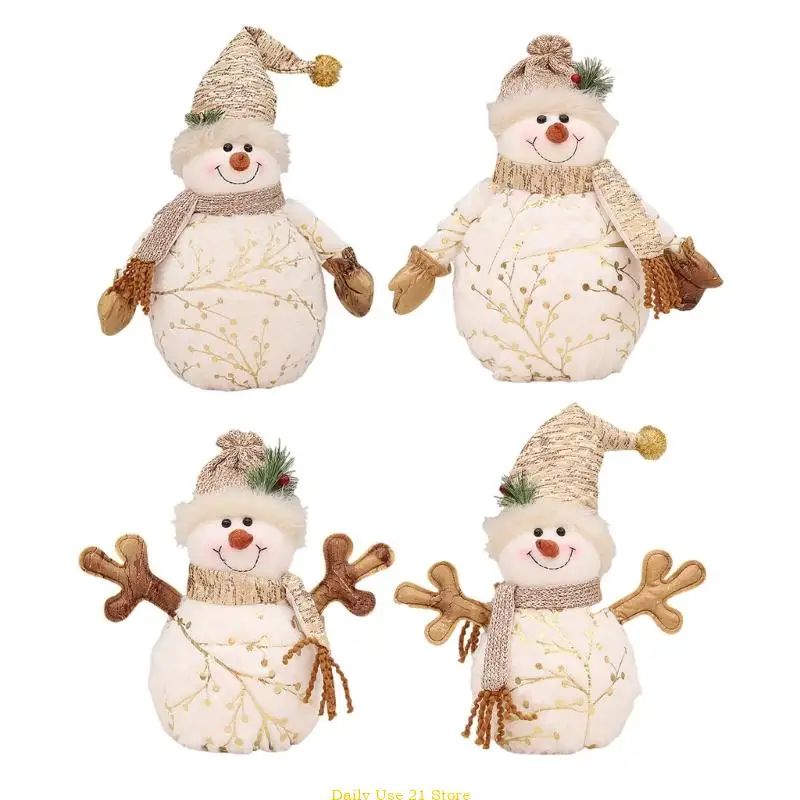 

Practical Handmade Festival Snowman with Gift Christmas Desktop Ornament Home Decoration Portable Accessory