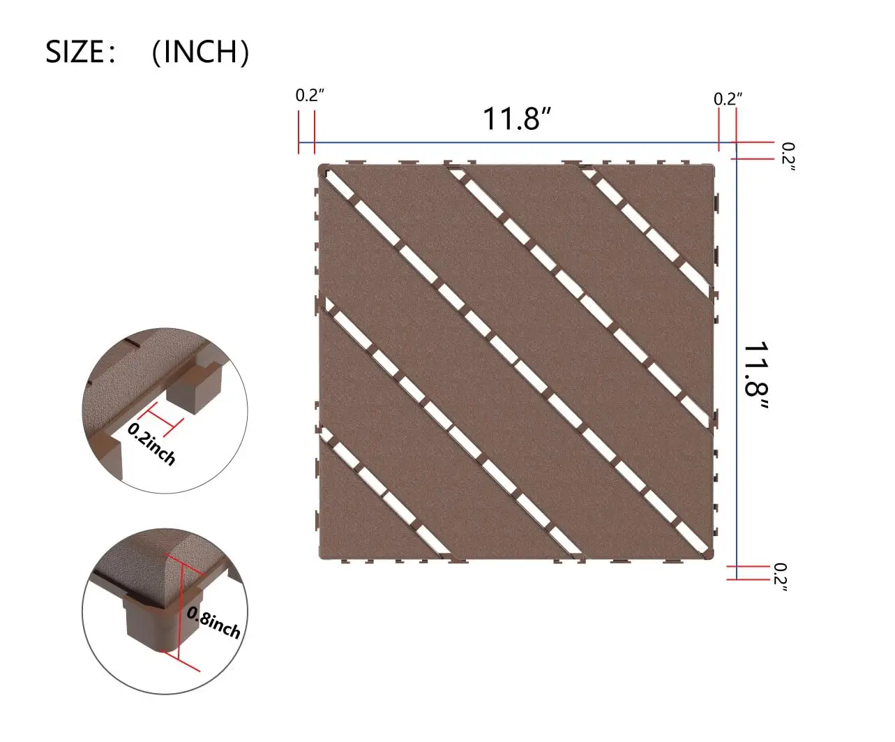 Interlocking Deck Tiles Waterproof and Non-Slip Patio Deck Tiles 44 Pack Outdoor Flooring All Weather Use for Porch Poolside