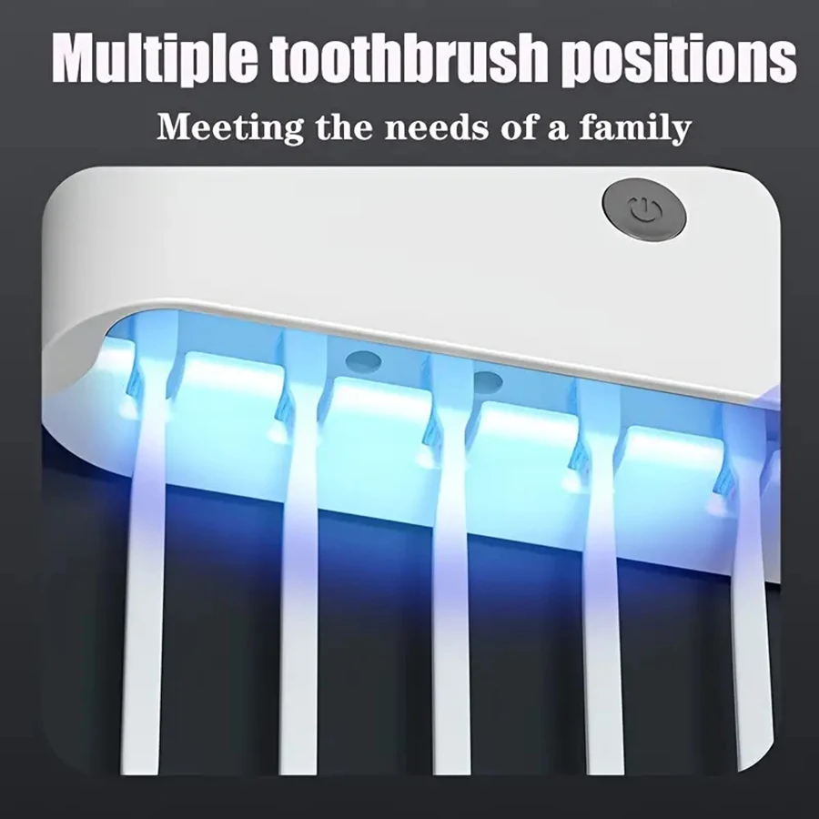 1 Smart Toothbrush Sterilizer, Toothbrush Storage Rack with 5 Brush Slots, Toothpaste Dispenser, Wall Mounted Holder - view 3
