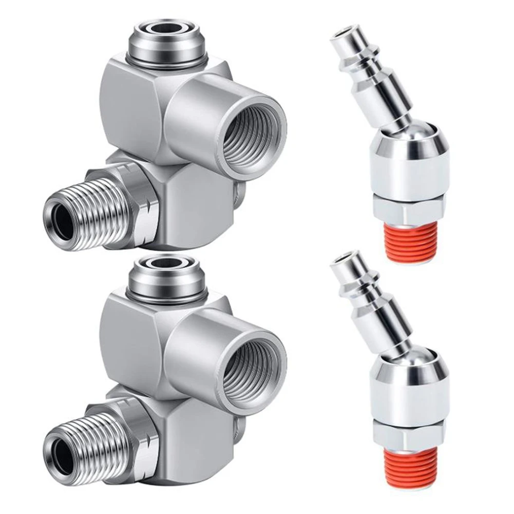 4 Pieces 1/4 Inch NPT 360 Degree Swivel Air Hose Connector 1/4 Inch Swivel Air Plug Air Fittings Connectors