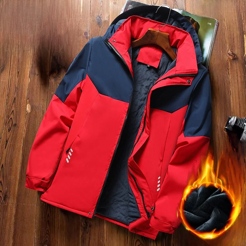 

Thickened Fleece Winter Jacket Men's Cotton Workwear Anti-Cold Large Size Winter Clothes Youth Trendy Style Removable Hat