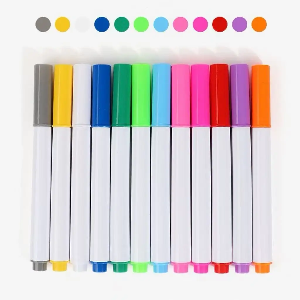 12 Stück bunte Mini-Flüssigkreidemarker, staubfreier, radierbarer fluoreszierender Leuchttafelstift, Graffiti-Malstift für die Tafel.