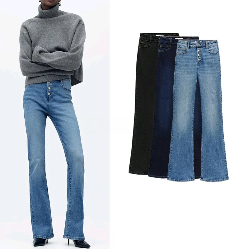 

Женские повседневные брюки А-силуэта с эффектом вельвета, с высокой талией, джинсы-клеш, для повседневной носки, на молнии, длинные брюки