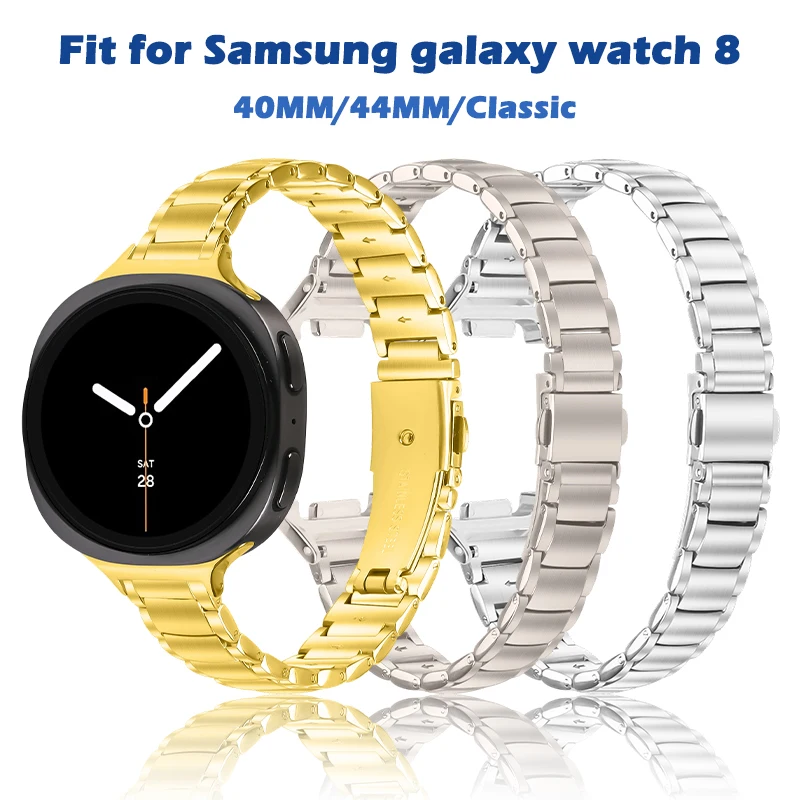 

Ремешок из нержавеющей стали для Samsung Galaxy Watch 8, 40 мм, 44 мм, сменный браслет для умных часов Samsung Galaxy Watch 8 Classic
