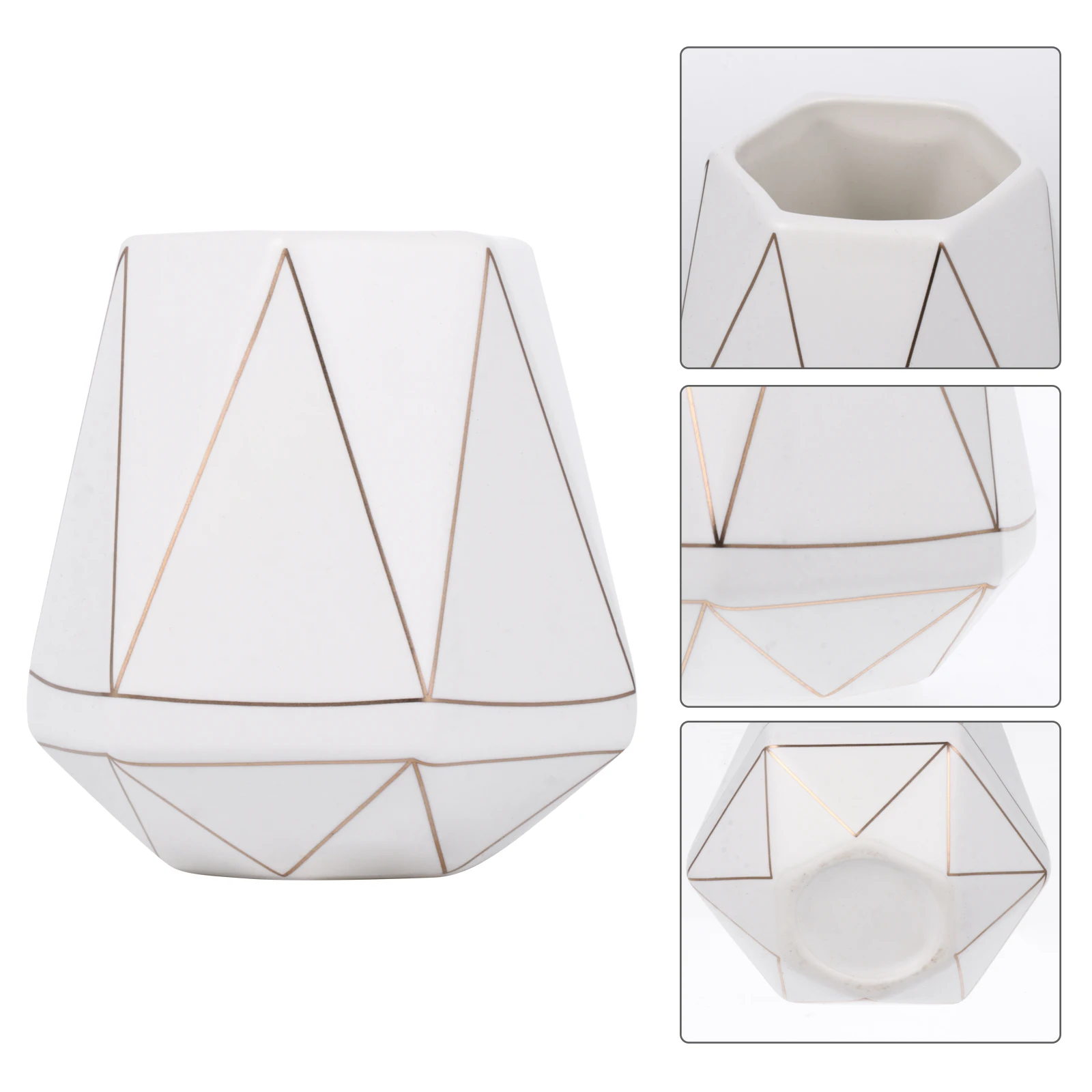 

1Pcs Ceramic Geometric Pen Holder Exquisite Workmanship Multifunctional Desk Organizer for Home Office Pen Holder