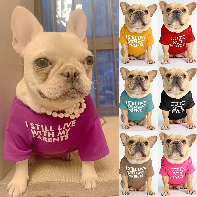 

Spring Summer Pet Dog Clothes Round Neck T-shirt for Small Dogs French Bulldog Shiba Inu Puppy Pullovers Letter Print Vest