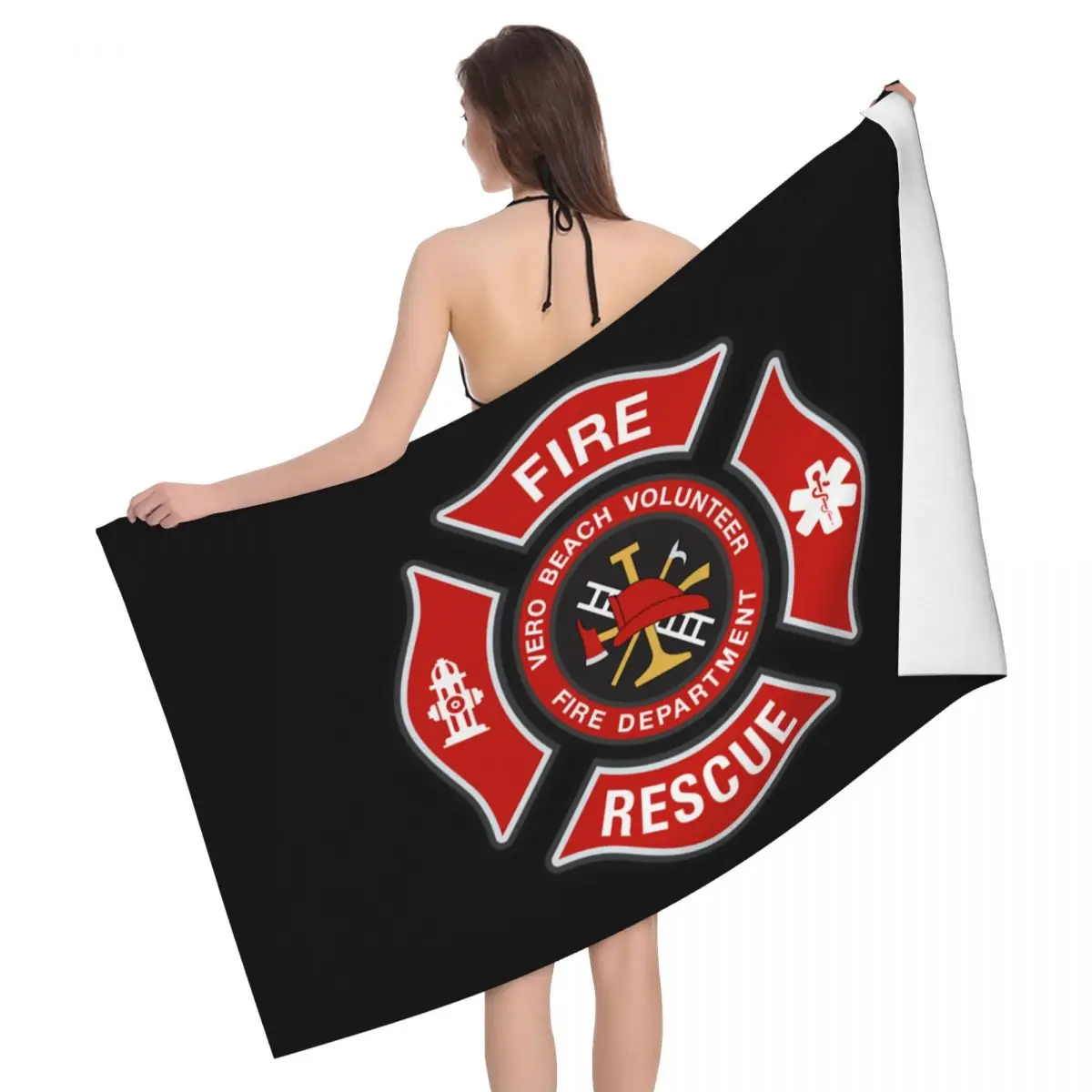 

Customized Fire Rescue Firefighter Beach Towel Quick Dry Super Soft Microfiber Shower Sauna Towels