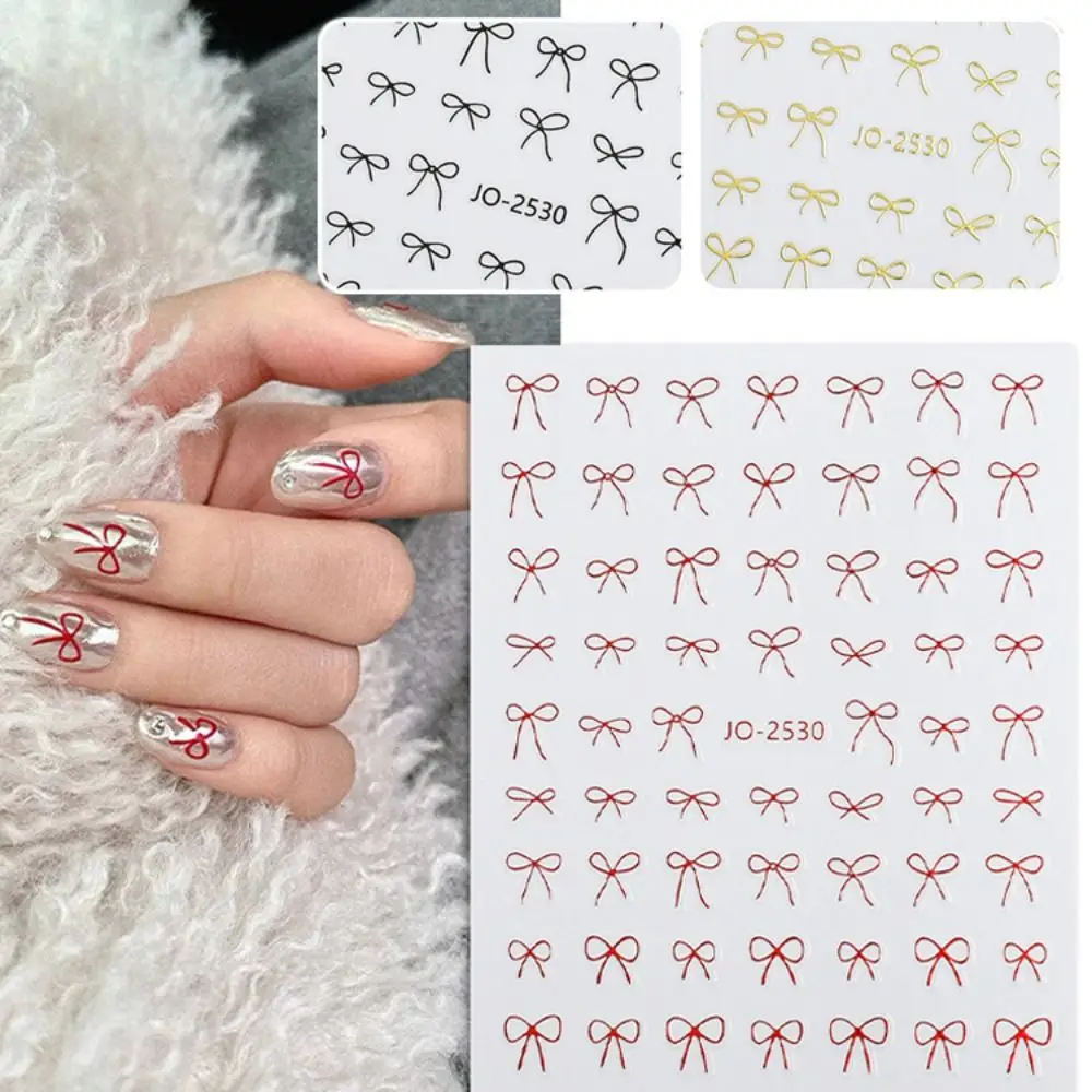 Waterproof Bow Nail Art Stickers Glitter Shining Adhesive Slider Nail Art Decoration Long Lasting Nail Art Sticker DIY Manicure