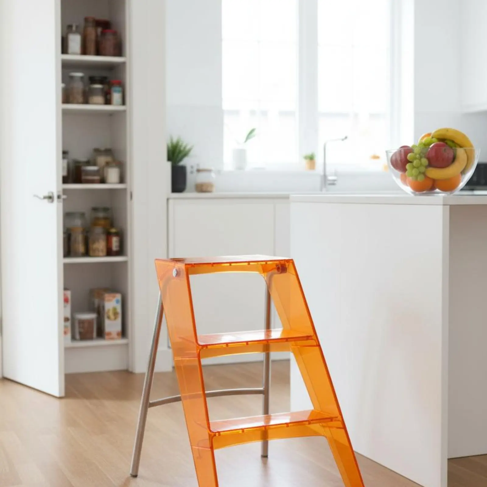3-Step Folding Ladder Space-Saving 3-Step Stepladder Home Equipment Heavy Duty